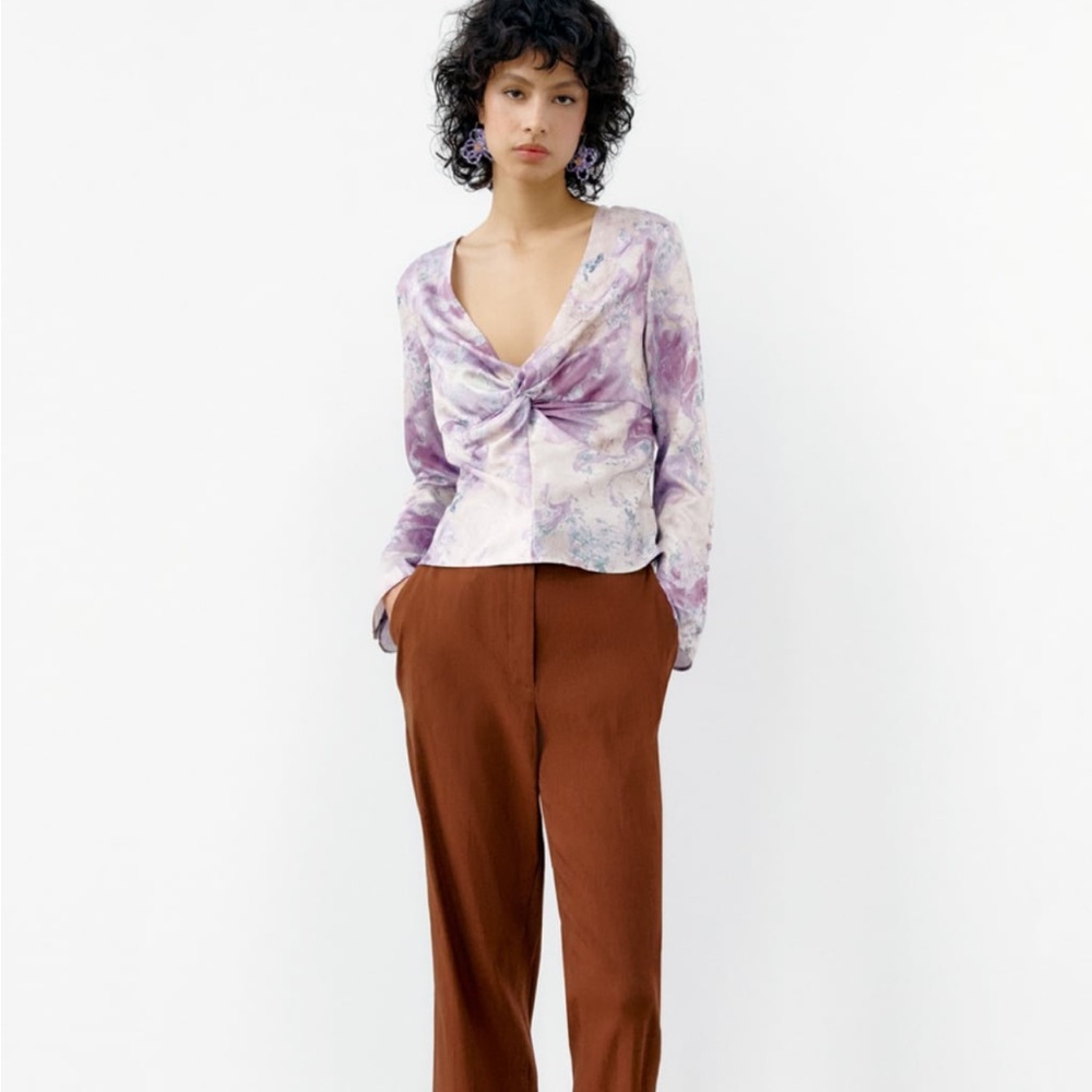Zara satin effect printed top